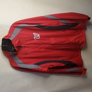 Men's Antigua Baseball Jacket, Size Large, Red and Gray